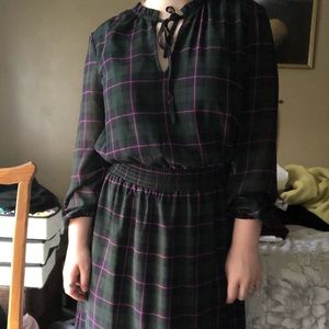 Green and Pink Plaid Dress